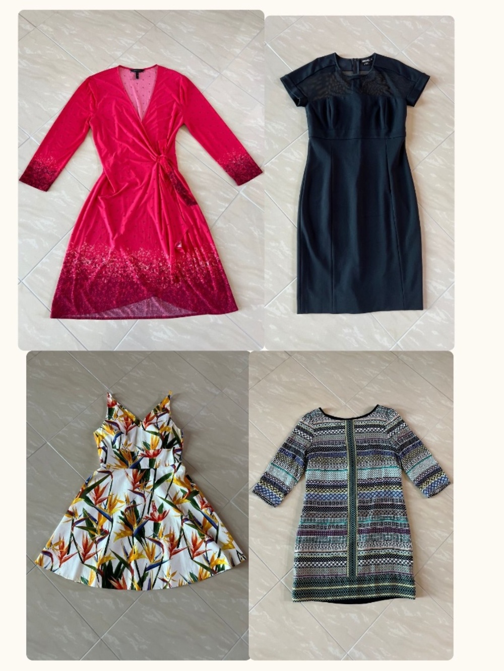 Lot of 4 Women's Dresses BCBG Max Azria DKNY Karen Millen Laundry Size L 10